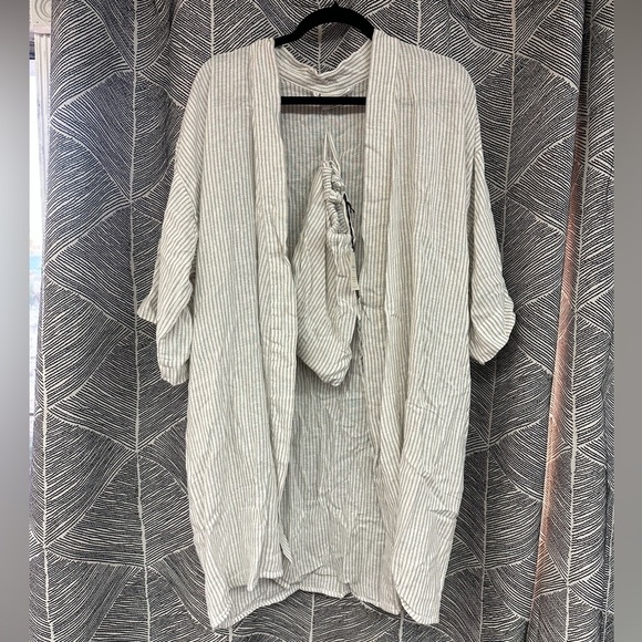 Striped Kimono Cardigan gray ticking stripe size xs/s.      <<<<126>>>>> - Picture 1 of 10